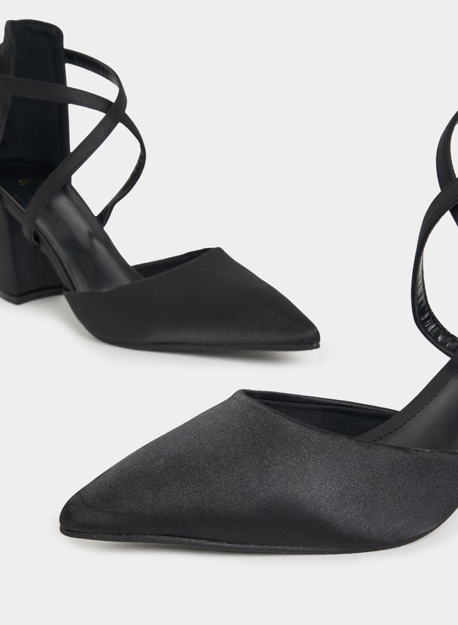 Styli Criss Cross Pointed Toe Block Heel Pumps  - Image 4
