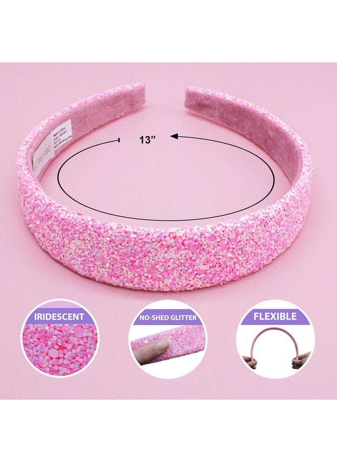 FROG SAC FROG SAC Hairband, Iridescent Glitter Headband for Girls, 13 inch Headband with Non-Slip Lining, Sparkly Hair Accessory for Kids, Cute Little Girl Hairband, Pink, Single Pack  - Image 4