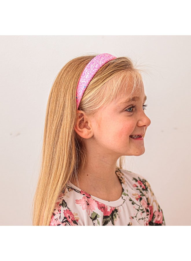 FROG SAC FROG SAC Hairband, Iridescent Glitter Headband for Girls, 13 inch Headband with Non-Slip Lining, Sparkly Hair Accessory for Kids, Cute Little Girl Hairband, Pink, Single Pack  - Image 2