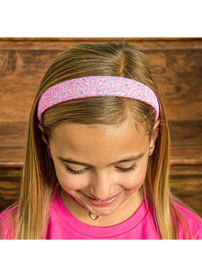 FROG SAC FROG SAC Hairband, Iridescent Glitter Headband for Girls, 13 inch Headband with Non-Slip Lining, Sparkly Hair Accessory for Kids, Cute Little Girl Hairband, Pink, Single Pack  - Image 3