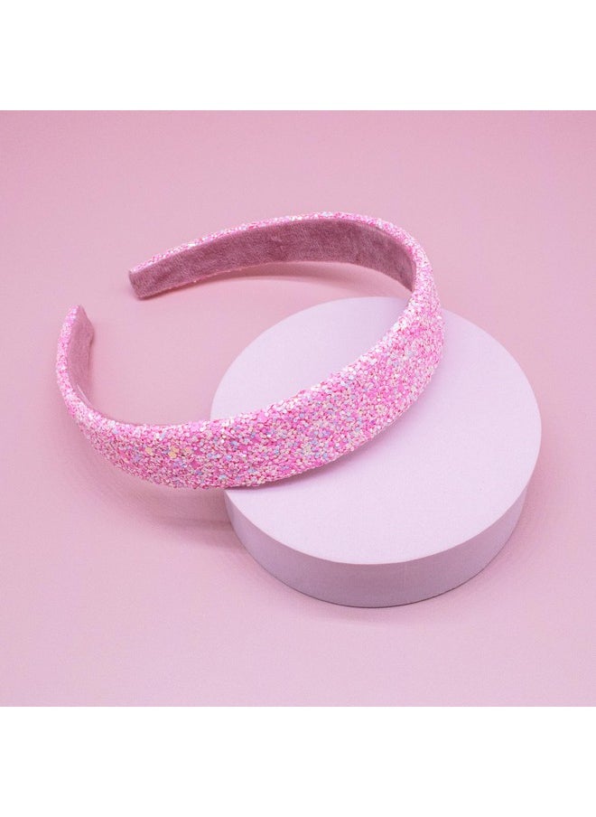 FROG SAC FROG SAC Hairband, Iridescent Glitter Headband for Girls, 13 inch Headband with Non-Slip Lining, Sparkly Hair Accessory for Kids, Cute Little Girl Hairband, Pink, Single Pack  - Image 5
