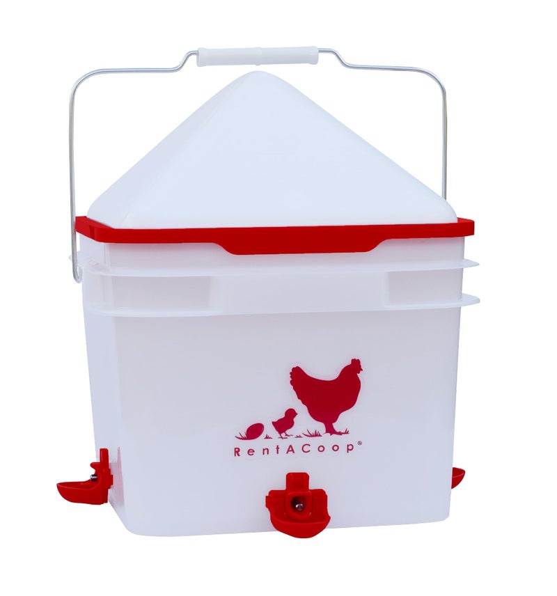 RentACoop 2 Gallon Chicken Waterer, BPA-Free Plastic Bucket Waterer Set with 4 Horizontal Nipples, Large Capacity Poultry Waterer - Center Placement - Image 3