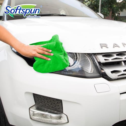 SOFTSPUN Microfiber Cloth 3 pcs 40x60 cms 340 GSM Multicolor Thick Lint & StreakFree Multipurpose Cloths Automotive Microfibre Towels for Car Bike Cleaning Polishing Washing & Detailing. - Image 2