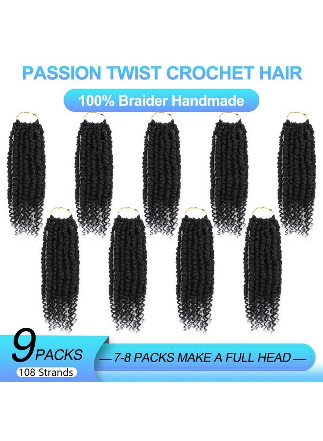 Befunny Passion Twist Crochet Hair,12 Inch 9 Packs Pretwisted Passion Twist Hair, Soft Pre Looped And Pre twist Crochet Hair For Women，Short Black Curly Crochet Braids(12",1B#) - Image 2