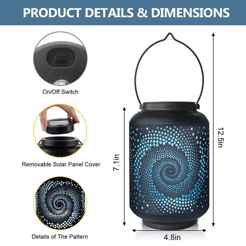 SIGOWING Solar Lanterns Outdoor Waterproof - 2 Packs Solar Light for Outside with Blue Spiral, Pathway Landscape Lights for Garden, Patio, Backyard, Porch, Lawn, Cool Gifts for Women, Mom - Image 5