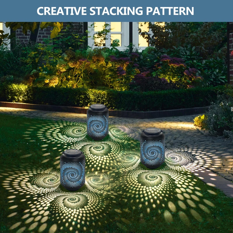 SIGOWING Solar Lanterns Outdoor Waterproof - 2 Packs Solar Light for Outside with Blue Spiral, Pathway Landscape Lights for Garden, Patio, Backyard, Porch, Lawn, Cool Gifts for Women, Mom - Image 2