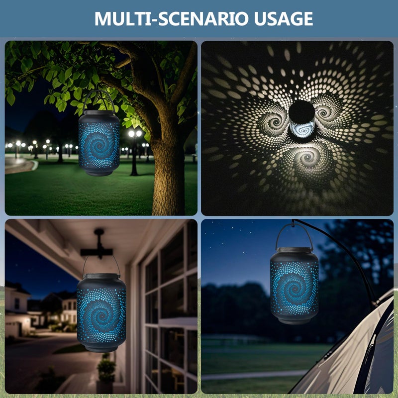 SIGOWING Solar Lanterns Outdoor Waterproof - 2 Packs Solar Light for Outside with Blue Spiral, Pathway Landscape Lights for Garden, Patio, Backyard, Porch, Lawn, Cool Gifts for Women, Mom - Image 3