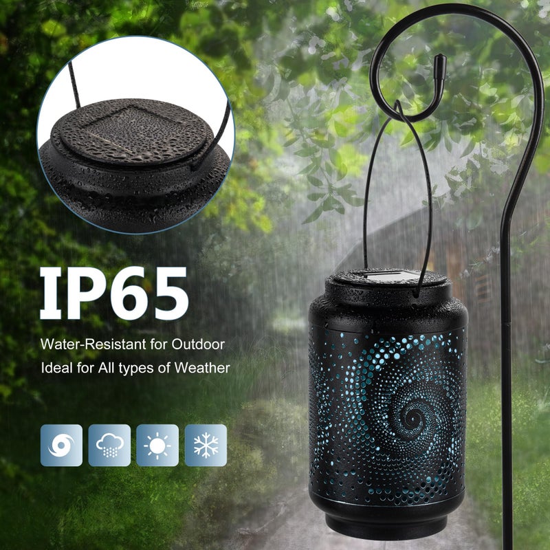 SIGOWING Solar Lanterns Outdoor Waterproof - 2 Packs Solar Light for Outside with Blue Spiral, Pathway Landscape Lights for Garden, Patio, Backyard, Porch, Lawn, Cool Gifts for Women, Mom - Image 4