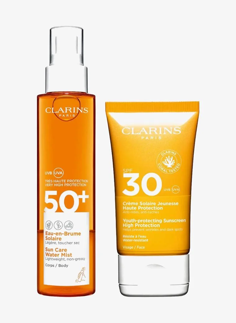 Clarins Complete Sun Protection Set: Face & Body Sun Care Bundle