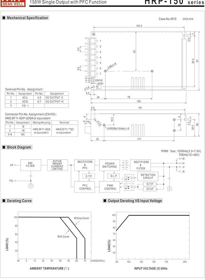 Mean Well HRP 150 7 5V 20A 150W Single Output Power Supply with PFC Function - Image 4