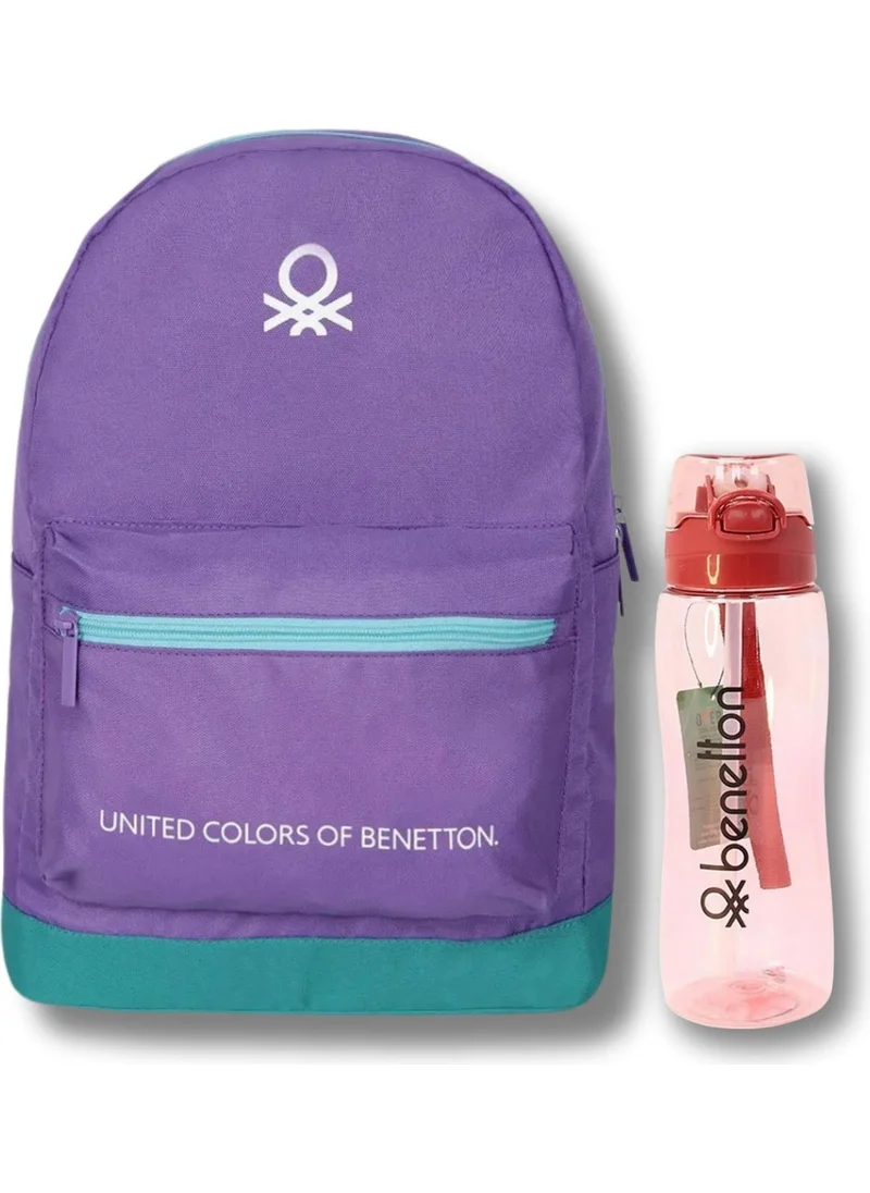 بينيتون . Baggy School Bag - With Water Bottle Gift - Purple Casual Backpack