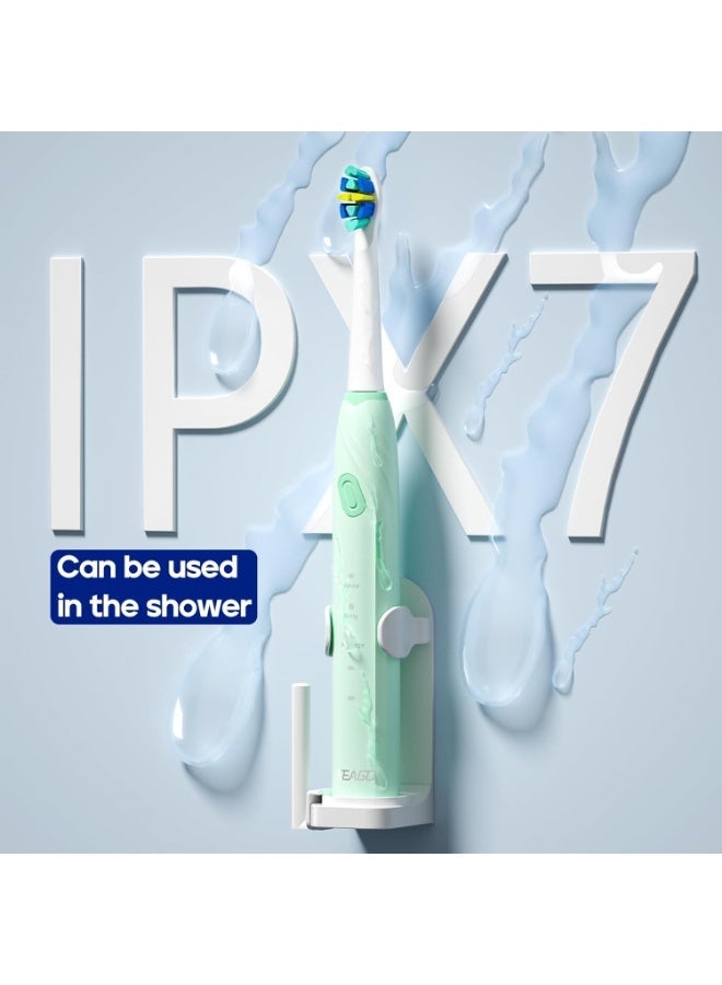 سيجو فرشاة أسنان كهربائية من سيجو مع 10 رؤوس فرشاة، حقيبة سفر وحامل، مؤقت ذكي للبالغين، SG-2316 (أخضر) - Image 3