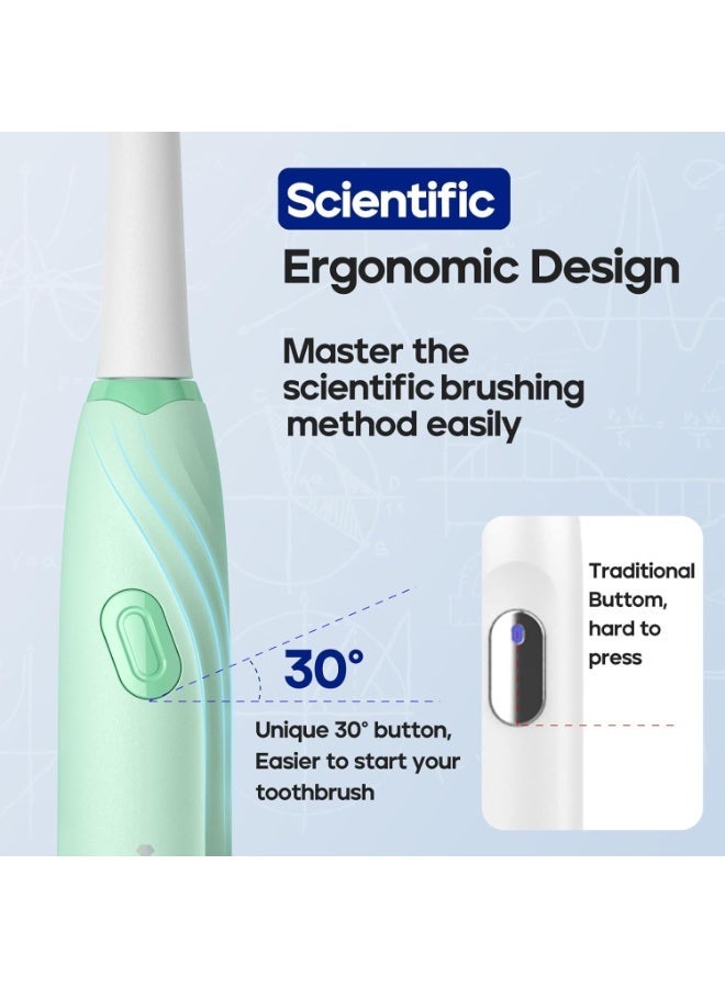 سيجو فرشاة أسنان كهربائية من سيجو مع 10 رؤوس فرشاة، حقيبة سفر وحامل، مؤقت ذكي للبالغين، SG-2316 (أخضر) - Image 4