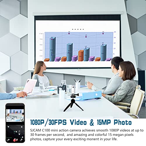 SJCAM C100 Waterproof Action Camera, 15MP Photos, 1080P Pocket Camera for Vlogging, Live Streaming, Webcam, 98ft Underwater Cameras for Snorkeling (White) - Image 2