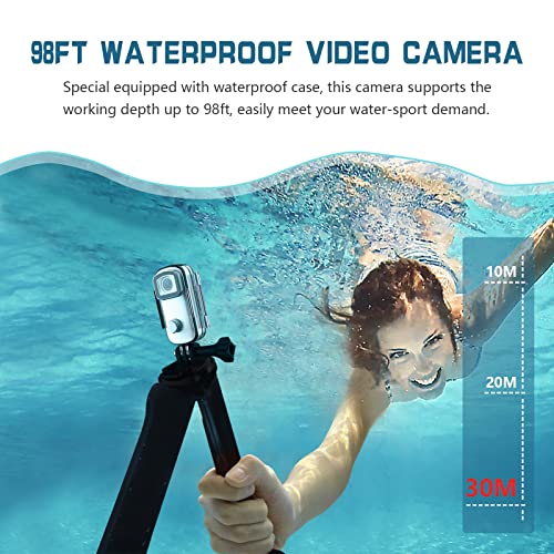 SJCAM C100 Waterproof Action Camera, 15MP Photos, 1080P Pocket Camera for Vlogging, Live Streaming, Webcam, 98ft Underwater Cameras for Snorkeling (White) - Image 4