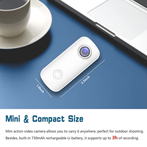 SJCAM C100 Waterproof Action Camera, 15MP Photos, 1080P Pocket Camera for Vlogging, Live Streaming, Webcam, 98ft Underwater Cameras for Snorkeling (White) - Image 5