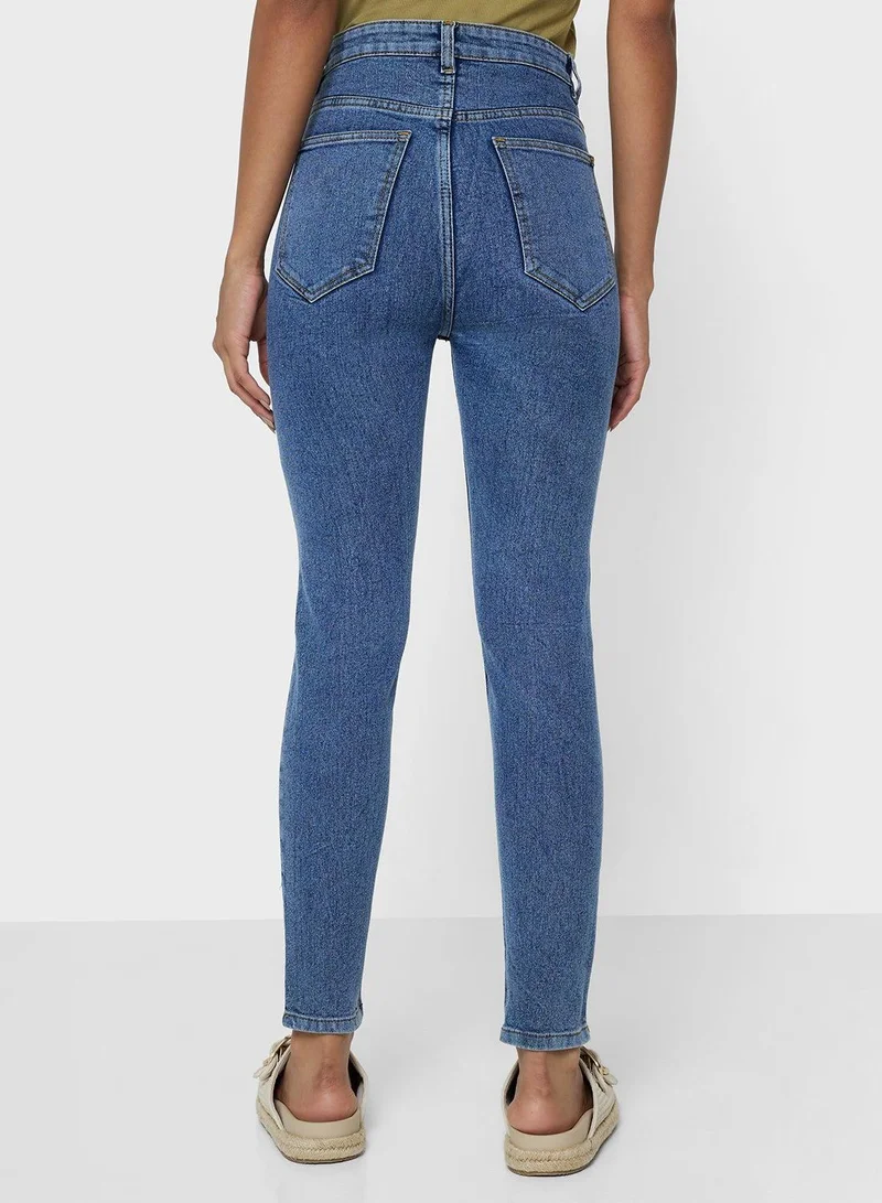Ginger Blue Distressed Denim Pants for Women | Best Price UAE