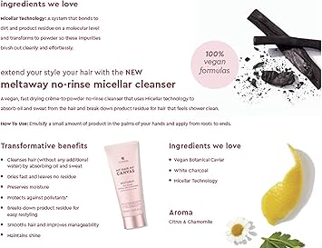 Alterna My Hair My Canvas Meltaway Micellar Cleaner No Rinse 1005ml Vegan Quick Dry Cream to Powder Cleaner Absorbs Oil and Sweat for Shower Clean Hair Peta Tested 1005ml - Image 2