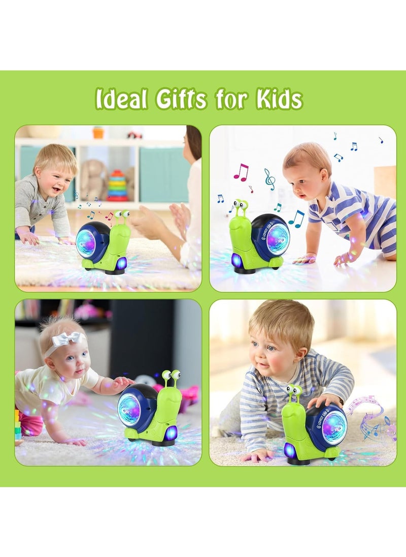 KITCHENOO Crawling Snail Toy for Kids, Electric Musical Light Walking Interactive Sensory Toy for Kids and Pets with Automatic Obstacle Avoidance  - Image 3
