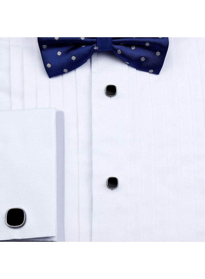 هاوسن أزرار أكمام ومسامير للرجال - مجموعة أزرار أكمام ومسامير قميص سهرة سوداء للرجال من مجموعة ستون فاشون غان - إكسسوارات عمل عادية لحفلات الزفاف - Image 3