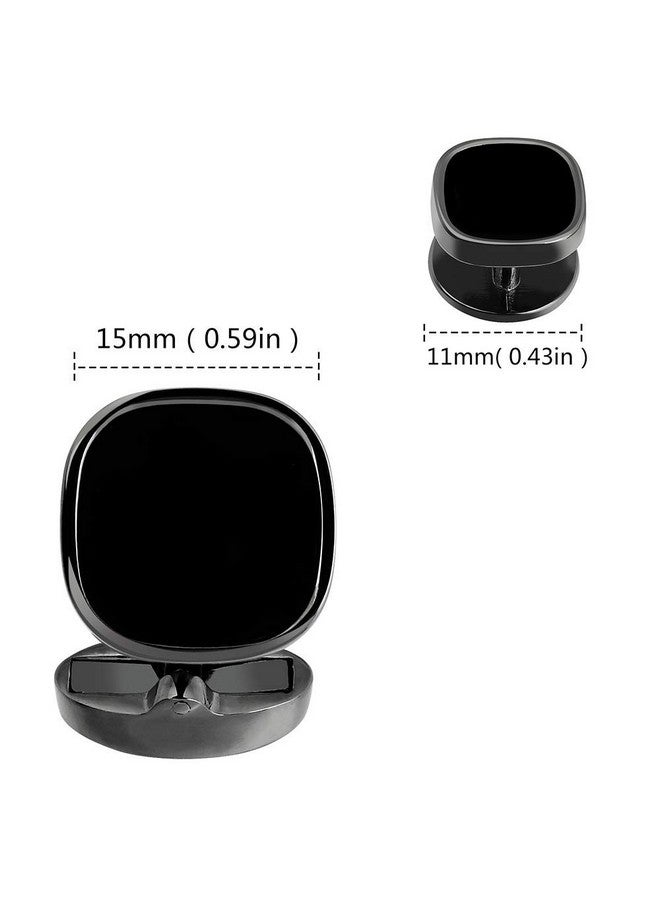 هاوسن أزرار أكمام ومسامير للرجال - مجموعة أزرار أكمام ومسامير قميص سهرة سوداء للرجال من مجموعة ستون فاشون غان - إكسسوارات عمل عادية لحفلات الزفاف - Image 4