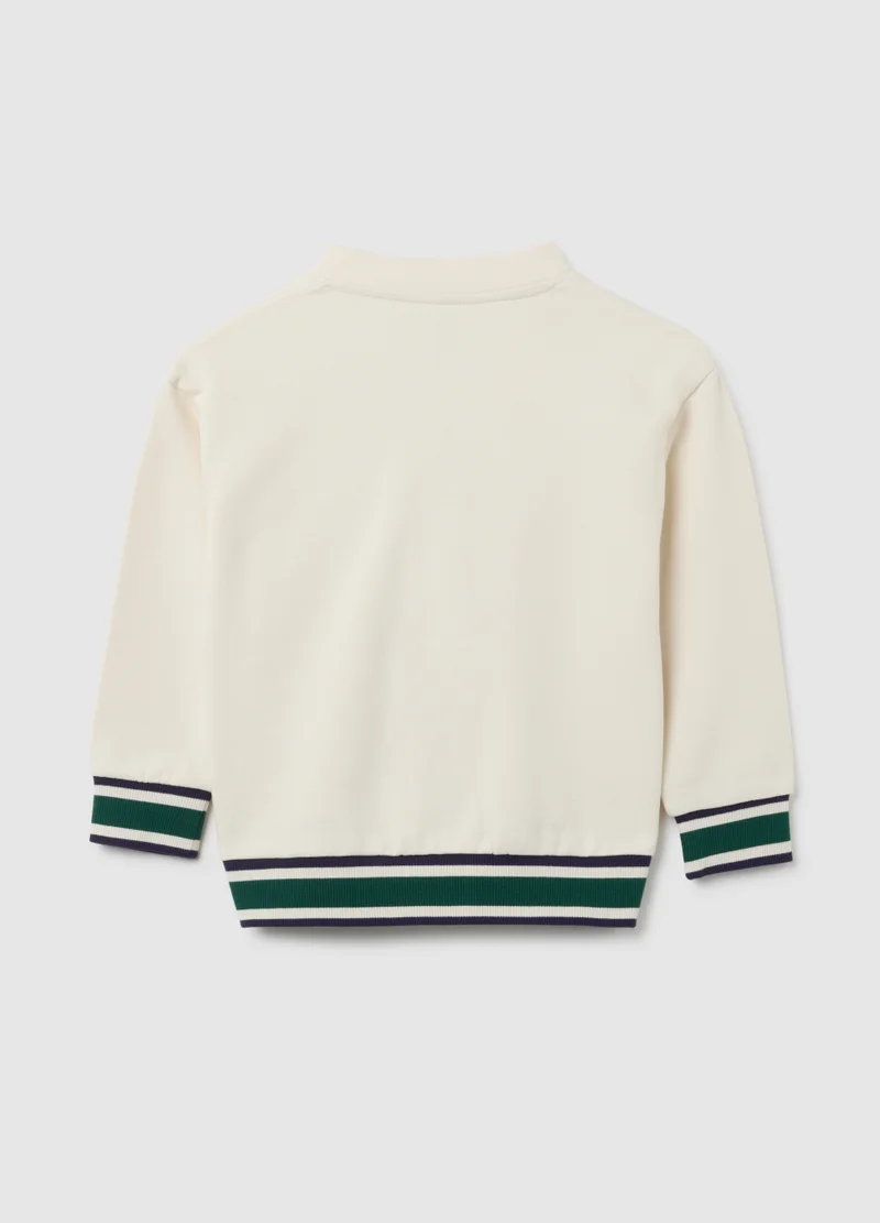 او في اس CHILDREN'S WHITE PURE COTTON SWEATSHIRT WITH REGULAR FIT