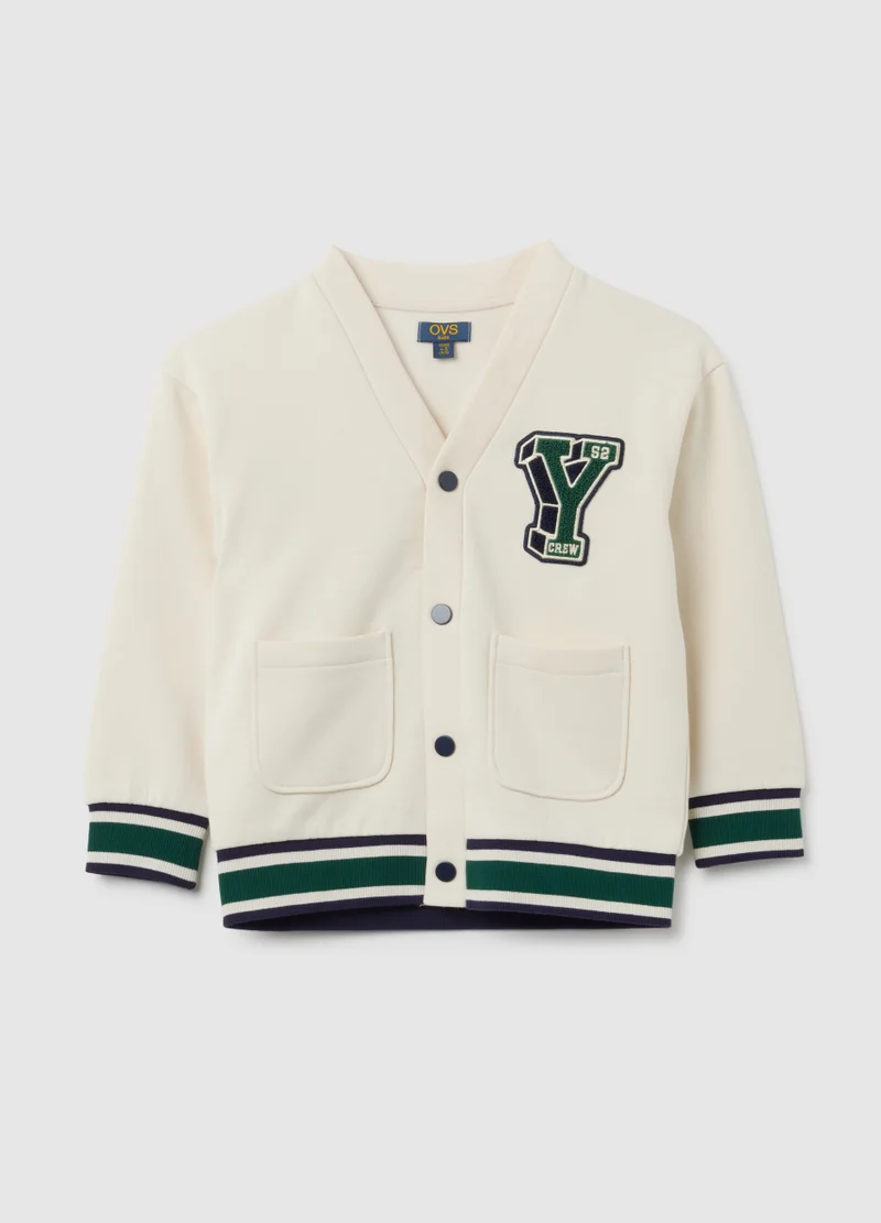 او في اس CHILDREN'S WHITE PURE COTTON SWEATSHIRT WITH REGULAR FIT