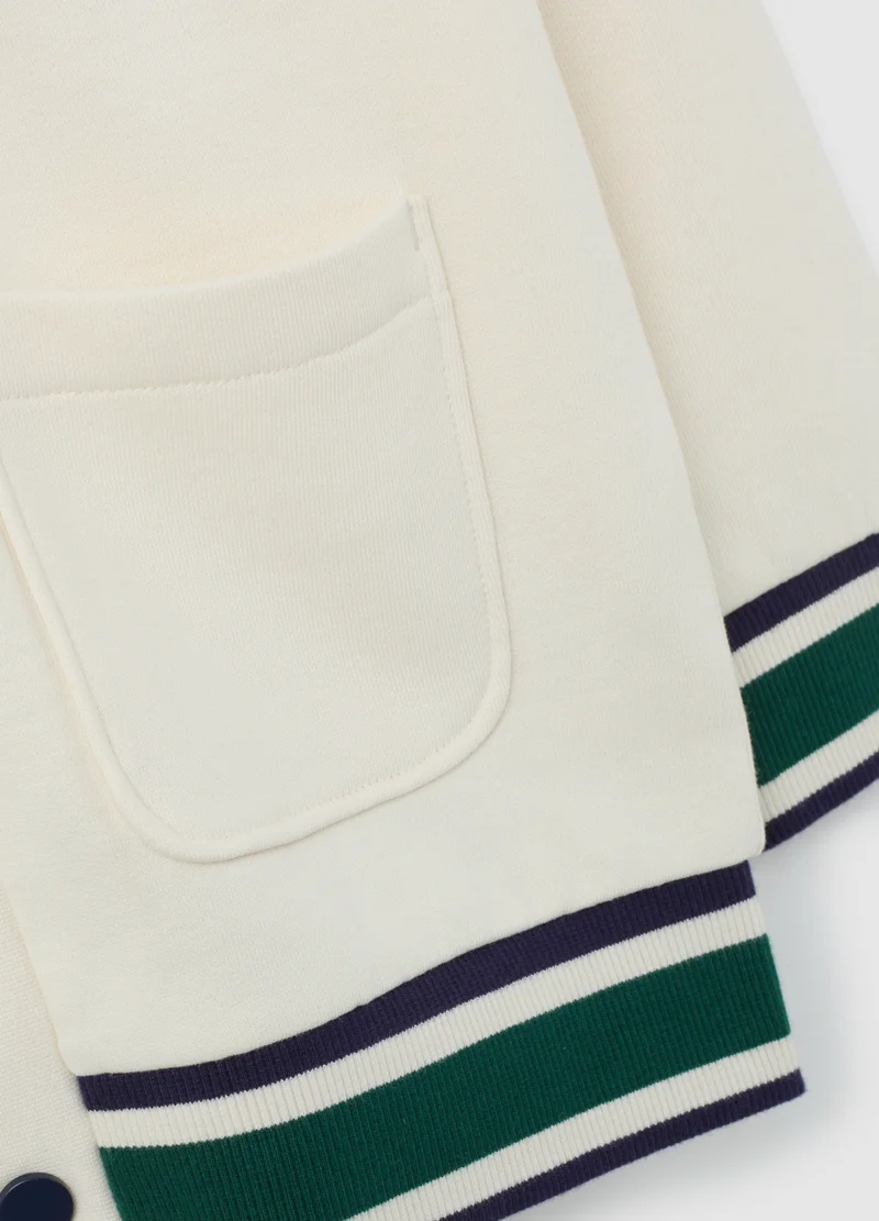 او في اس CHILDREN'S WHITE PURE COTTON SWEATSHIRT WITH REGULAR FIT