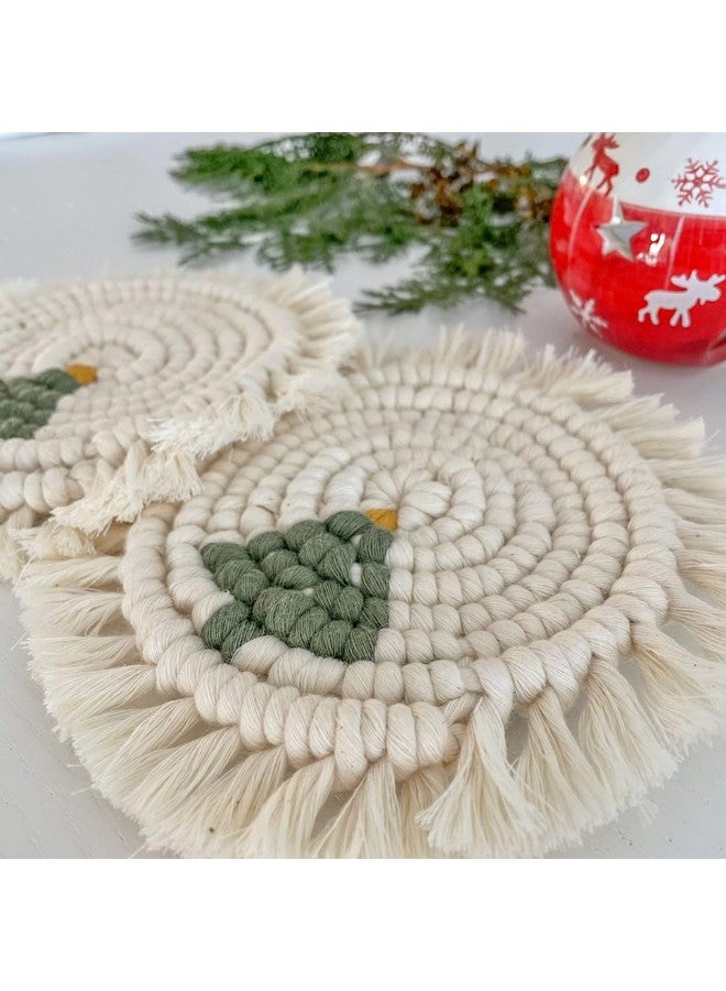 tms Cotton Boho Circle Macramã© Coaster with Fringe, Off-White, 15.24 Cm Diameter, Handcrafted, Decorative Drink Coasters, Natural Fibers, Table Decor Accessories 2 Piece (Multi) - Image 5