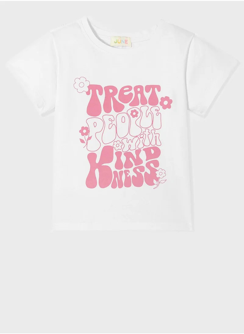 JUNE Kids Slogan Printed T-Shirt