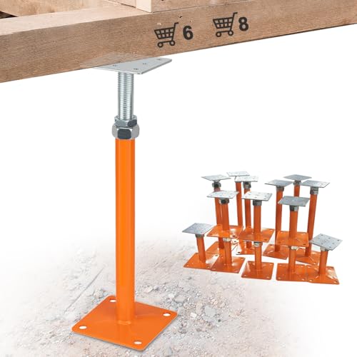 Everkeen House Jacks for Leveling Floor Jacks Screw 8 PCS Adjustable 11 16 Height Range Foundation Jacks Pole Joist Support Home Crawl Space Max Load Capacity 4 ton 8 Pack Joist Lifting Post - Image 1