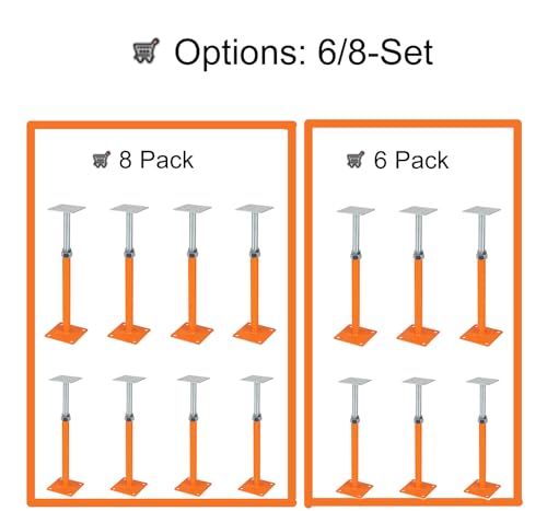 Everkeen House Jacks for Leveling Floor Jacks Screw 8 PCS Adjustable 11 16 Height Range Foundation Jacks Pole Joist Support Home Crawl Space Max Load Capacity 4 ton 8 Pack Joist Lifting Post - Image 3