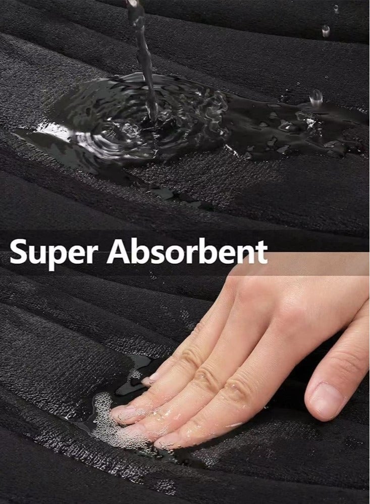 Kutis 2-Pieces Bathroom Absorbent Non-Slip Rugs Set Toilet Floor Mat Polyester Fiber Grey 60x40 and 50x40 cm - Image 3