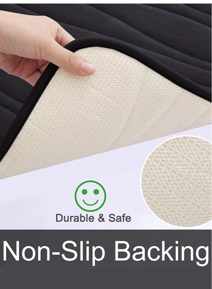 Kutis 2-Pieces Bathroom Absorbent Non-Slip Rugs Set Toilet Floor Mat Polyester Fiber Grey 60x40 and 50x40 cm - Image 4