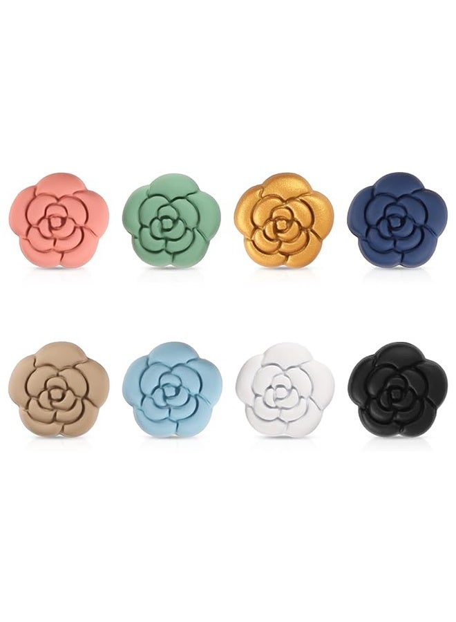 XIHIRCD Camellia Style 8pcs Pinless Multipurpose Magnetic Hijab Pins - Colorful Scarf Pins for Women's Hijabs & Clothes - Image 1