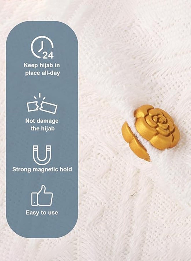 XIHIRCD Camellia Style 8pcs Pinless Multipurpose Magnetic Hijab Pins - Colorful Scarf Pins for Women's Hijabs & Clothes - Image 3