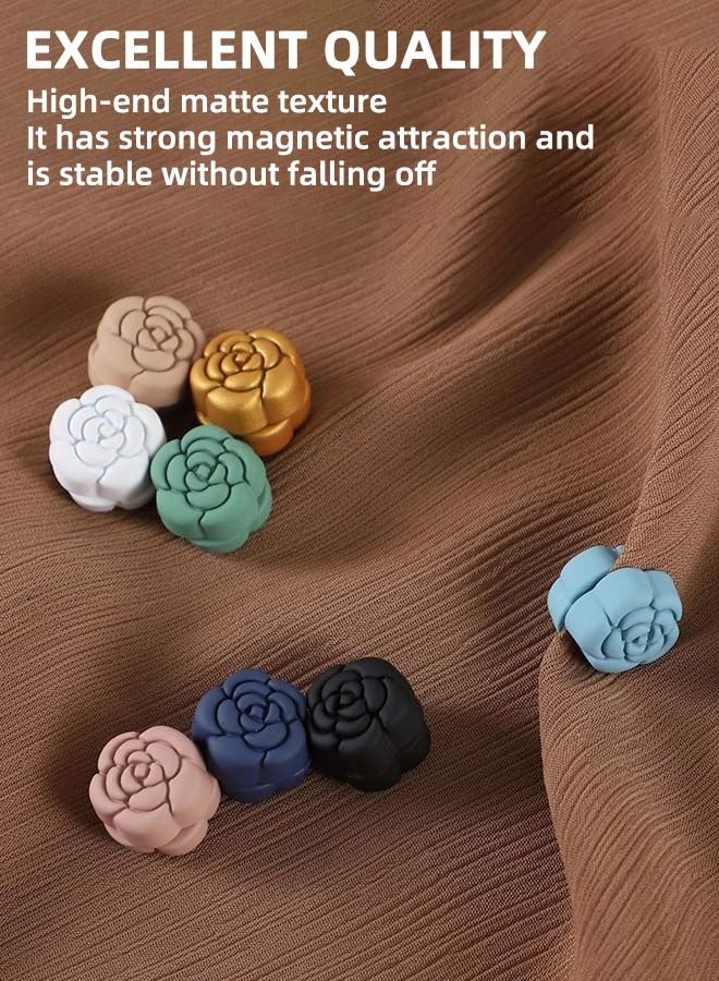 XIHIRCD Camellia Style 8pcs Pinless Multipurpose Magnetic Hijab Pins - Colorful Scarf Pins for Women's Hijabs & Clothes - Image 2