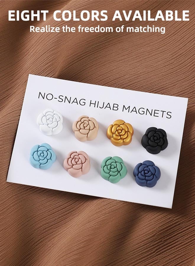 XIHIRCD Camellia Style 8pcs Pinless Multipurpose Magnetic Hijab Pins - Colorful Scarf Pins for Women's Hijabs & Clothes - Image 4