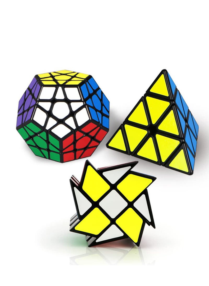 KASTWAVE Speed Cube Set, Pyramid Dodecahedron Windmill Cube, Magic Puzzle Cubes Collection for Kids & Adults 3 Pack - Image 1