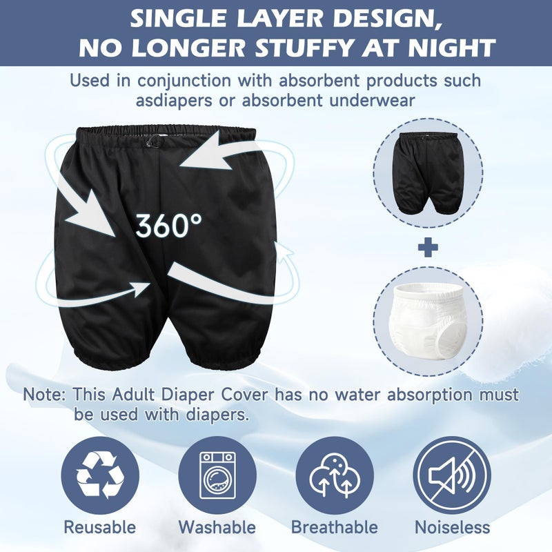 ZINGTERRA 2Pack Adult Diaper Cover for Incontinence Adjustable Waist,Unisex Leak-Protection Pants Over Diapers Waterproof,Washable Adult Incontinence Briefs,Reusable Underwear for Men Women Supplies - Image 5