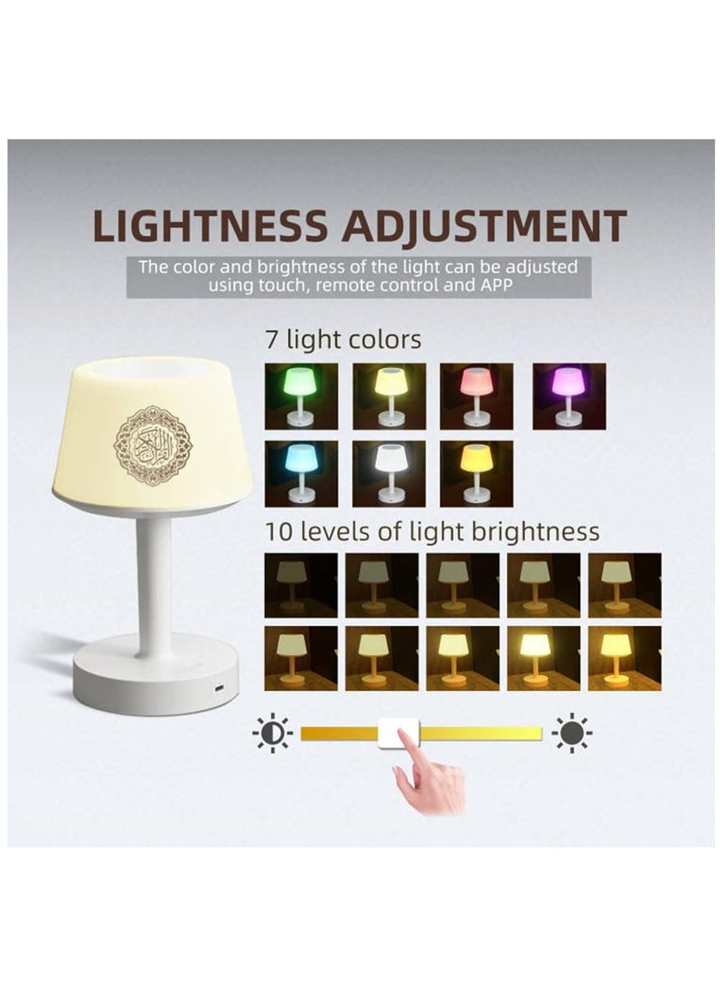 Desk Lamp Quran Speaker, Smart Touch LED Lamp Bluetooth Speaker with Remote Control, 16 Reciters and 16 Translations Portable Quran Speaker - Image 2