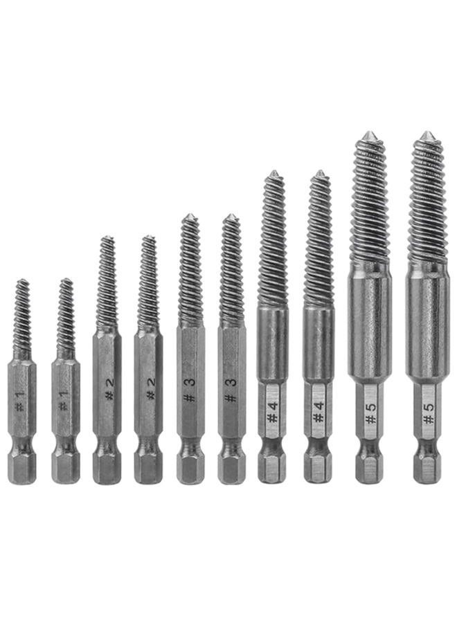 Eyech 10Pcs Broken Screw Extractor Set, Stripped Screw Extractor Drill Bit Kit 1/4 Inch Hex Shank Damaged Bolts Removal Tool - Image 1