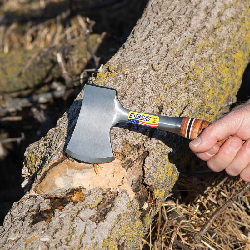 ESTWING Sportsman's Axe - 12" Camping Hatchet with Forged Steel Construction & Genuine Leather Grip - E14A - Image 5