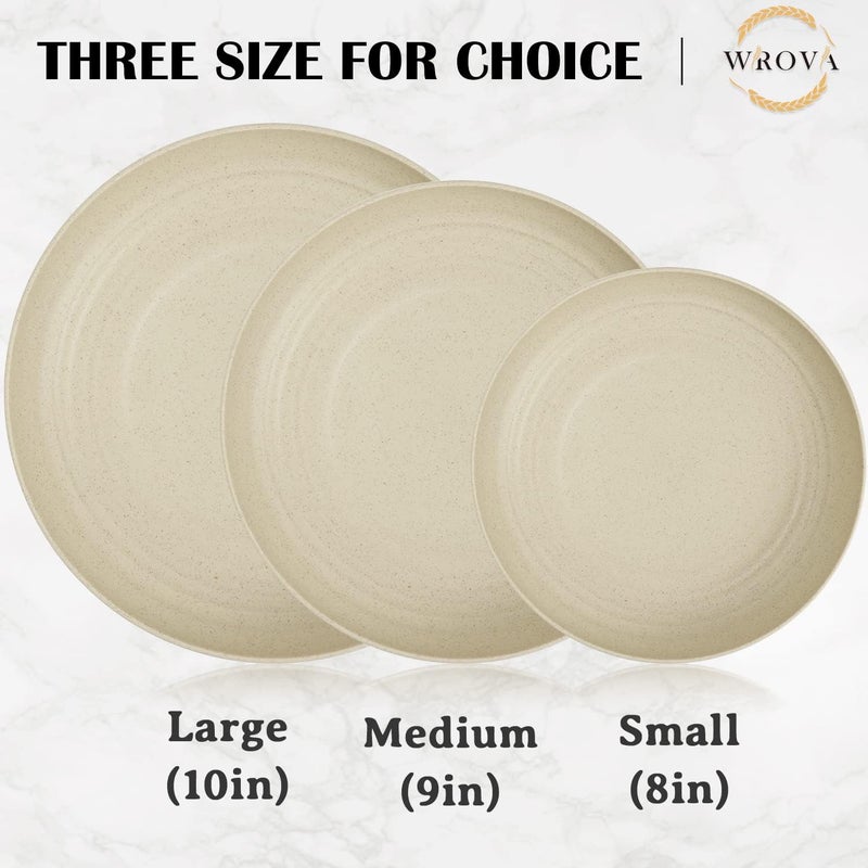 Wrova Wheat Straw Dinner Plates Set of 8  10 Inch Unbreakable Dishwasher  Microwave Safe Lightweight for Kitchen RV Beige - Image 3