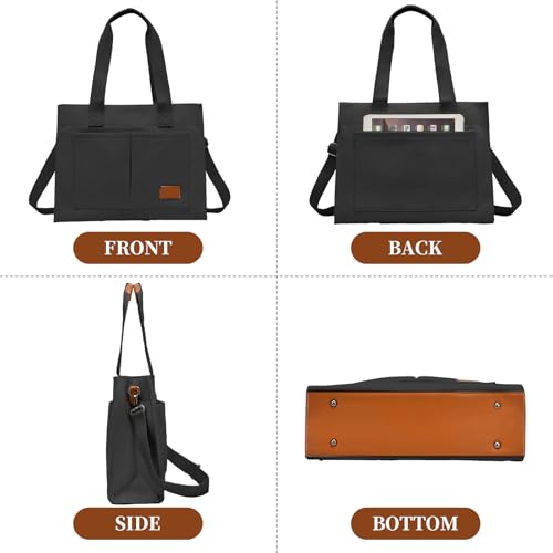 Barsine Laptop Tote Bag for Women - Large Work Bag with Multiple Pockets & Compartment, Cute Canvas Purse with Shoulder Strap - Image 2