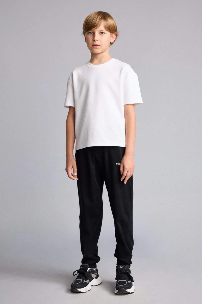Defacto Boy Oversize Fit Slogan Printed 100% Cotton Trousers
