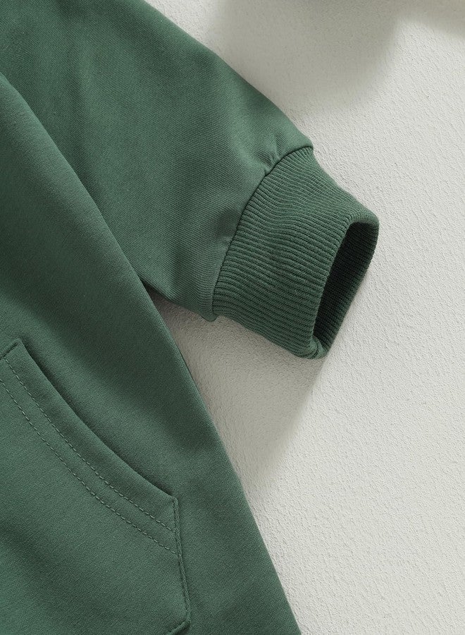DNOMAID YZARC Infant Baby Boy Girl Clothes Solid Hoodie Romper Zip Up Long Sleeve Hooded Jumpsuit Coverall Fall Winter Outfit (green, 0-3 Months) - Image 5