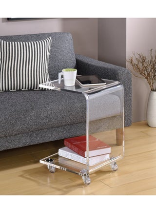 LAMSIT IBDAA Acrylic Trolley | Portable Trolley | Storage Organiser | Trolley Cart with Wheels | Two-tier Trolley