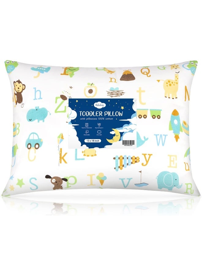 Babebay Toddler Pillow,13x18 Toddler Pillows for Sleeping, Machine Washable Kids Pillow with Soft Cotton Pillowcase, 1 Pack - Image 1