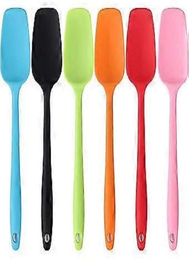 Silicone spatula for cooking, baking, and serving - Healthy mixing spoon - Heat-resistant rubber spatula - Dishwasher safe - Black